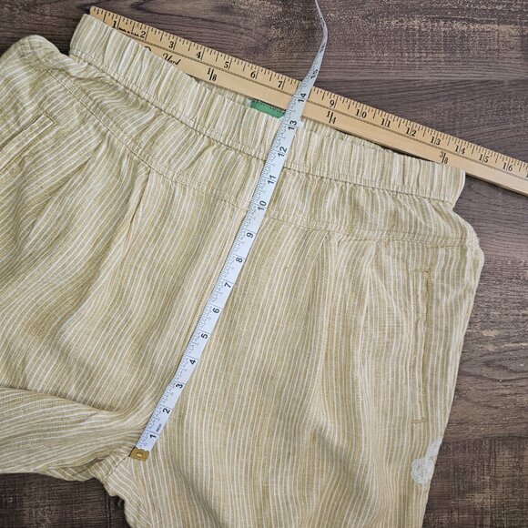 Anthropologie 100% Linen Cropped Pull On Embroidered Cropped Pants S Yellow - Picture 4 of 11
